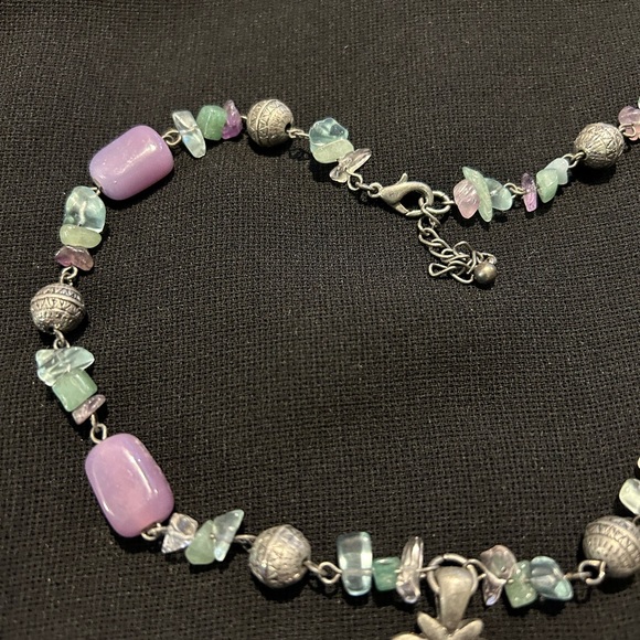 VTG Beautiful Fairycore Grunge Stone and silver metal choker. - Picture 4 of 8